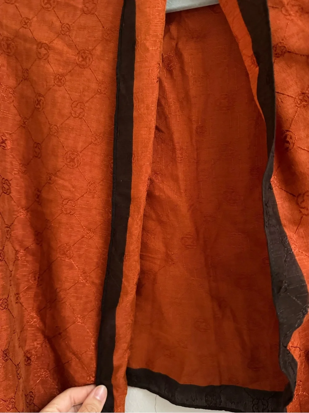 Turkish Cotton Blend Scarf - Vibrant Orange with Dark Border - Made in Turkey